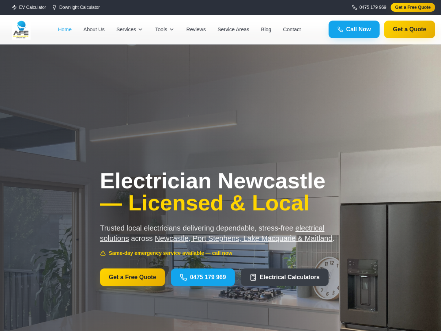 Allfield Electrical website screenshot